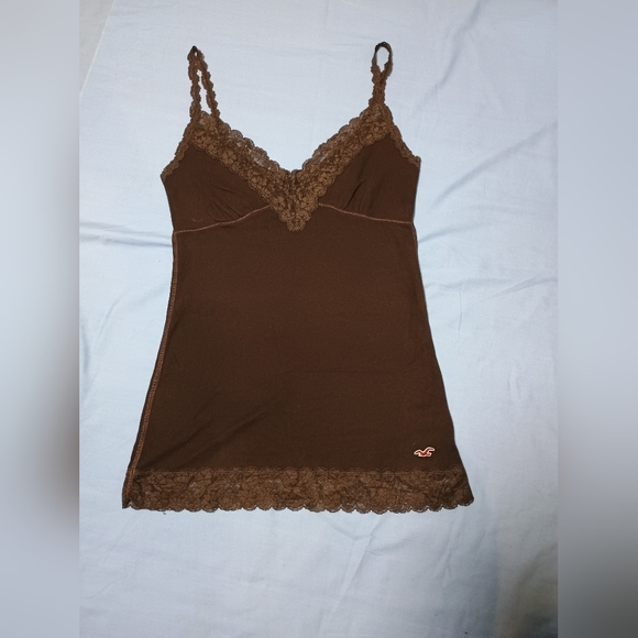 NWT Hollister Brown Lace Camisole sz L - Picture 1 of 4